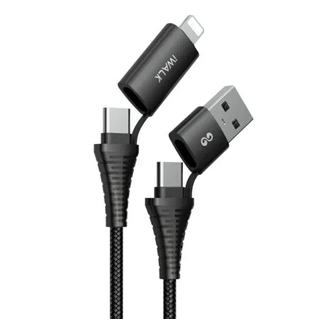 iWalk 60W 4in1 Twister Duo Cable 1M Cable - Black - Tashqila iWalk 60W 4in1 Twister Duo Cable 1M Cable - Black - Tashqila